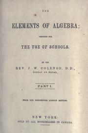 Cover of: elements of algebra: designed for the use of schools
