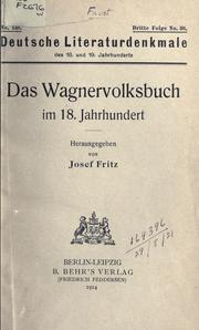 Cover of: Das Wagnervolksbuch im 18. Jahrhundert by Faust
