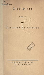 Cover of: Das Meer by Bernhard Kellermann