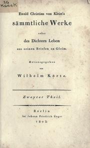 Cover of: Sämtliche Werke by Ewald Christian von Kleist