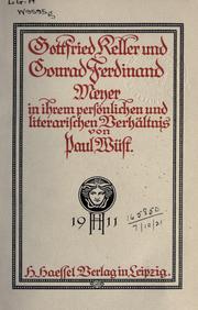 Cover of: Gottfried Keller und Conrad Ferdinand Meyer in ihrem persönlichen und literarischen Verhältnis.