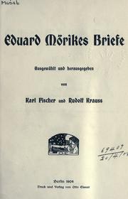 Cover of: Briefe by Eduard Mörike