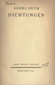 Cover of: Dichtungen. by Georg Heym