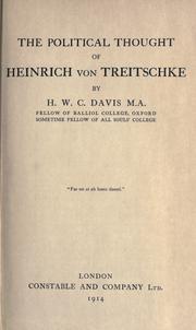 Cover of: The political thought of Heinrich von Treitschke. by H. W. Carless Davis