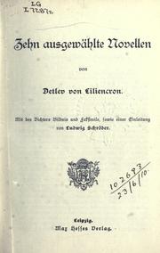 Cover of: Zehausgewählte Novellen by Detlev von Liliencron