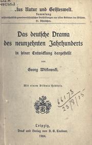 Cover of: Das deutsche Drama des 19ten Jahrhunderts in seiner Entwicklung dargestellt.