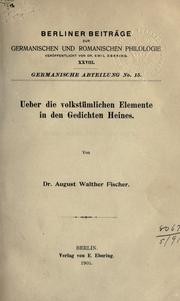 Cover of: Ueber die volkstümlichen Elemente in den Gedichten Heines.