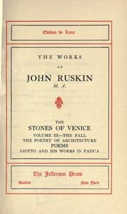Cover of: The stones of Venice.