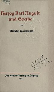 Cover of: Herzog Karl August und Goethe.