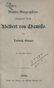 Cover of: Adelbert von Chamisso. by Ludwig Geiger
