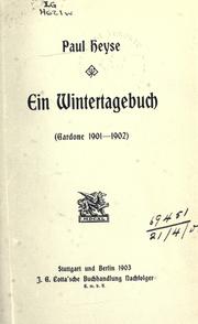 Cover of: Ein Wintertagebuch by Paul Heyse