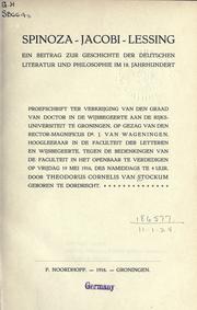 Cover of: Spinoza - Jacobi - Lessing by Theodorus Cornelis van Stockum