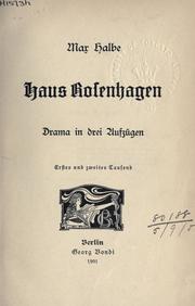 Cover of: Haus Rosenhagen, Drama in drei Aufzügen.
