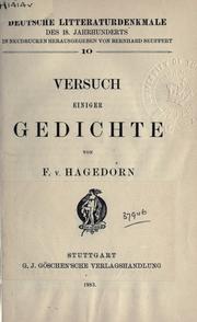 Cover of: Versuch einiger Gedichte. by Friedrich von Hagedorn