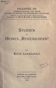 Studien zu Heines "Reisebildern" by Loewenthal, Erich