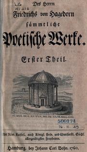 Cover of: Sämmtliche poetische Werke. by Friedrich von Hagedorn