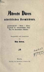 Schriftliches Vermächtnis by Albrecht Dürer