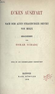 Cover of: Ecken Auszfart: nach dem alten Straszburger Drucke von MDLIX