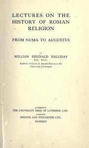 Cover of: Lectures on the history of Roman religion by W. R. Halliday