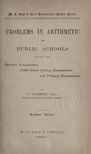 Cover of: Problems in arithmetic for public schools by Charles Clarkson