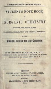 Cover of: Student's note book on inorganic chemistry by John Herbert Sangster