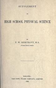 Cover of: Supplement to High School physical science.