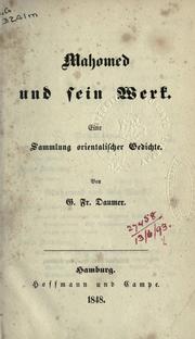 Cover of: Mahomed und sein Werk by Georg Friedrich Daumer