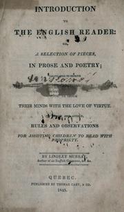Cover of: Introduction to the English reader, or, A selection of pieces in prose and poetry by Lindley Murray