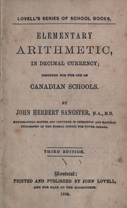 Cover of: Elementary arithmetic in decimal currency: designed for the use of Canadian schools