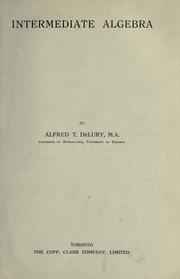 Cover of: Intermediate algebra by Alfred T. DeLury