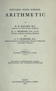 Cover of: Ontario high school arithmetic by W. H. Ballard, W. H. Ballard