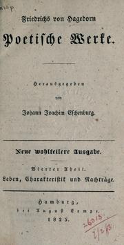 Cover of: Poetische Werke by Friedrich von Hagedorn