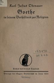 Cover of: Goethe in seinem Verhältnis zur Religion.