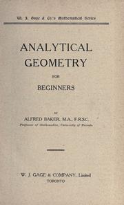 Cover of: Analytical geometry for beginners by Baker, Alfred