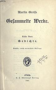 Cover of: Gesammelte Werke. by Greif, Martin