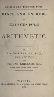 Cover of: Hints and answers to examination papers in arithmetic