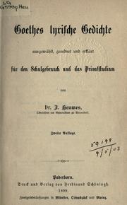 Cover of: Lyrische Gedichte by Johann Wolfgang von Goethe