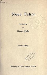 Cover of: Neue Fahrt by Gustav Falke