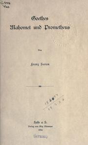 Cover of: Goethes Mahomet und Prometheus.
