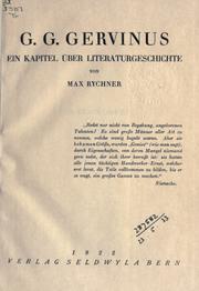 Cover of: G.G. Gervinus by Max Rychner