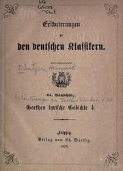 Cover of: Erläuterungen zu Goethes Werken. by Heinrich Düntzer