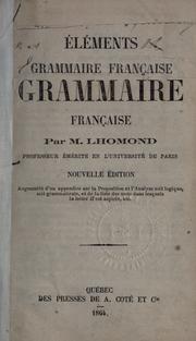Cover of: Elements de la grammaire française