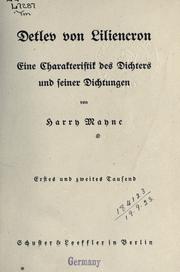 Cover of: Detlev von Liliencron by Harry Maync, Harry Maync