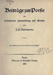 Cover of: Beiträge zur Poesie: mit besonderer Hinweisung auf Goethe.