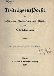 Beiträge zur Poesie by Johann Peter Eckermann