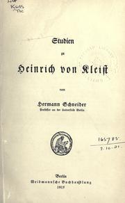 Cover of: Studien zu Heinrich von Kleist.