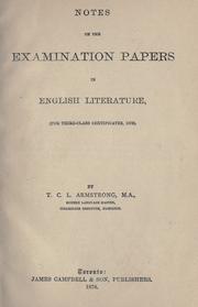 Notes on the examination papers in English literature by T. C. L. Armstrong