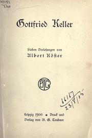 Cover of: Gottfried Keller: sieben Vorlesungen.