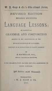 Cover of: Miller's Swinton's language lessons by William Swinton, William Swinton