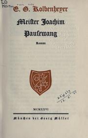Cover of: Meister Joachim Pausewang: roman.